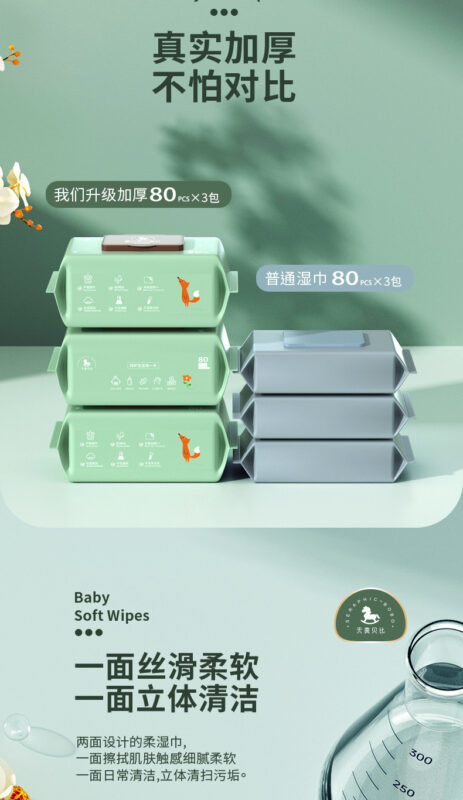 纯水湿巾80抽大包婴儿手口湿巾