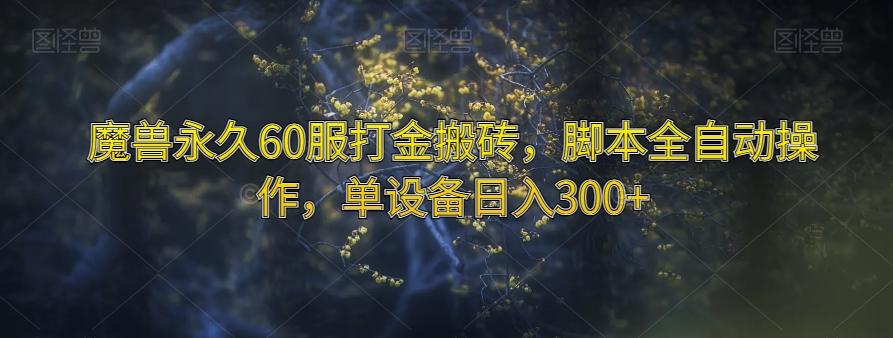 魔兽永久60服打金搬砖，脚本全自动操作，单设备日入300+【揭秘】-huitchan网创
