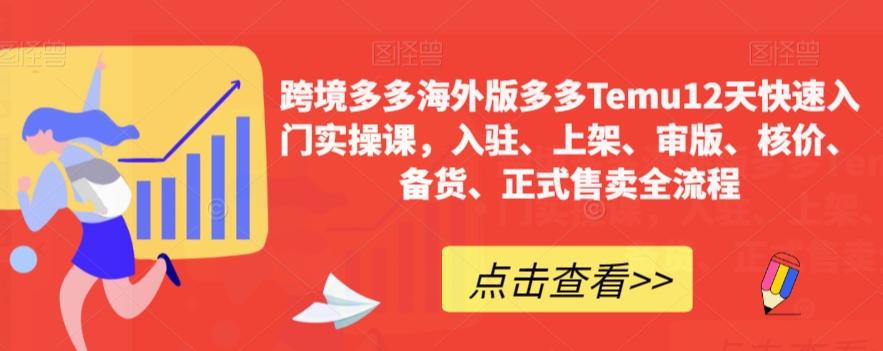 跨境多多海外版多多Temu12天快速入门实操课，入驻、上架、审版、核价、备货、正式售卖全流程-huitchan网创