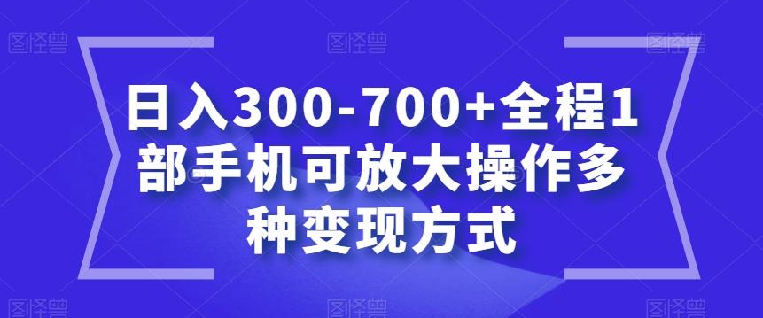 日入300-700+全程1部手机可放大操作多种变现方式【揭秘】-huitchan网创
