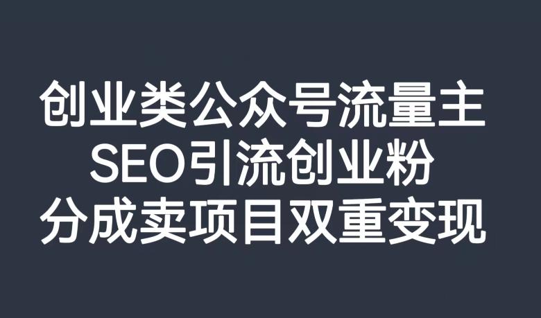 创业类公众号流量主，SEO引流创业粉，分成卖项目双重变现【揭秘】-huitchan网创