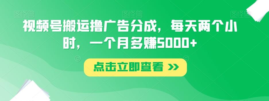 视频号搬运撸广告分成，每天两个小时，一个月多赚5000+-huitchan网创