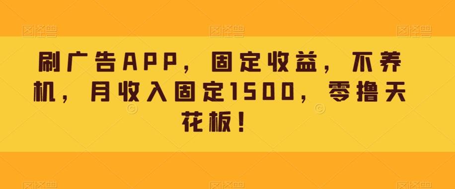 刷广告APP，固定收益，不养机，月收入固定1500，零撸天花板！-huitchan网创