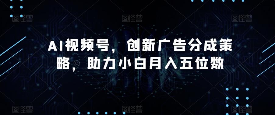 AI视频号，创新广告分成策略，助力小白月入五位数【揭秘】-huitchan网创