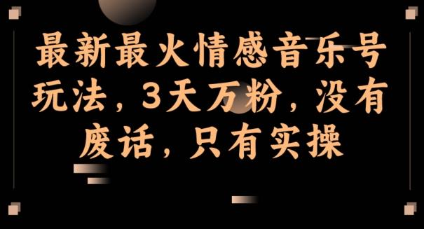 最新最火情感音乐号玩法，3天万粉，没有废话，只有实操-huitchan网创