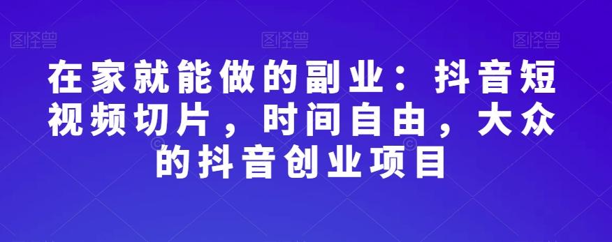 在家就能做的副业：抖音短视频切片，时间自由，大众的抖音创业项目-huitchan网创