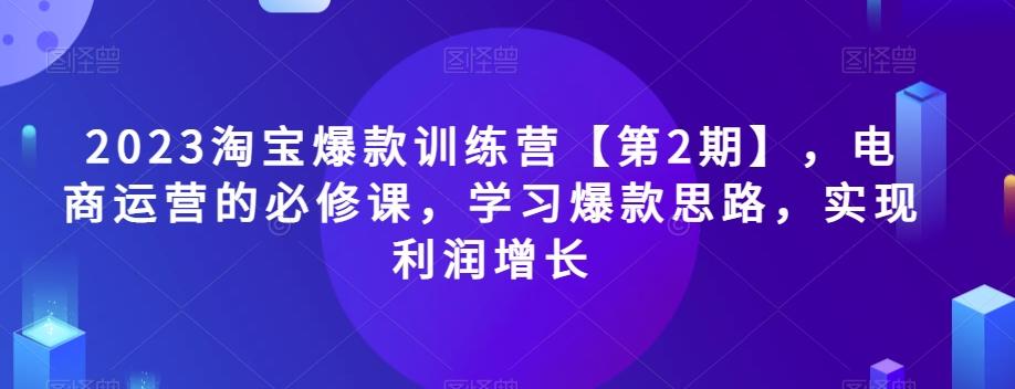 2023淘宝爆款训练营【第2期】，电商运营的必修课，学习爆款思路，实现利润增长-huitchan网创