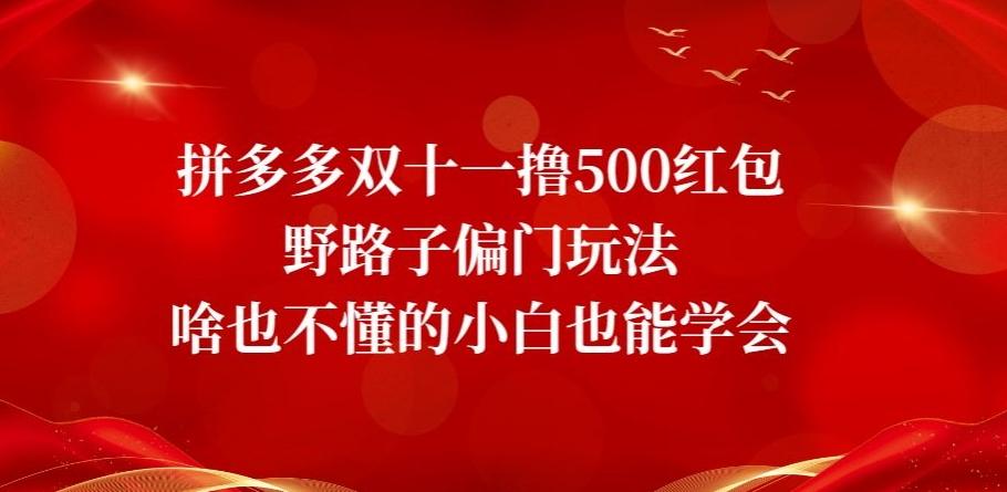 拼多多双十一撸500红包野路子偏门玩法，啥也不懂的小白也能学会【揭秘】-huitchan网创