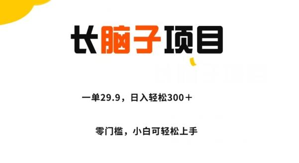 长脑子项目，一单29.9，日入轻松300＋，零门槛操作-huitchan网创
