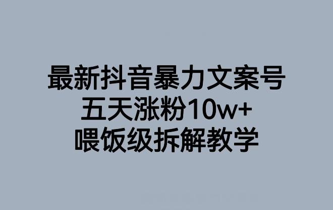 最新抖音暴力文案号，五天涨粉10w+，喂饭级拆解教学-huitchan