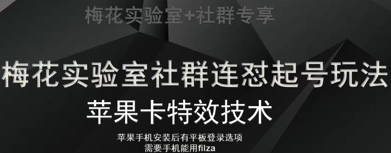 梅花实验室社群视频号连怼起号玩法，最新苹果卡特效技术-huitchan网创