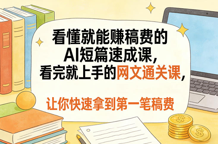 看懂就能賺稿费的AI短篇速成课，看完就上手的网文通关课，让你快速拿到第一笔稿费(更新5月)-huitchan