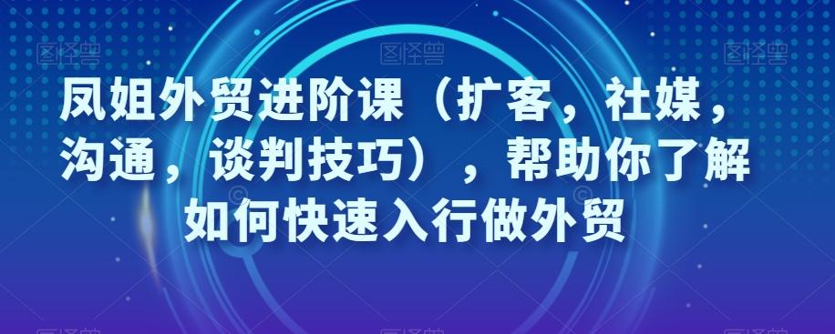 凤姐外贸进阶课（扩客，社媒，沟通，谈判技巧），帮助你了解如何快速入行做外贸-huitchan网创