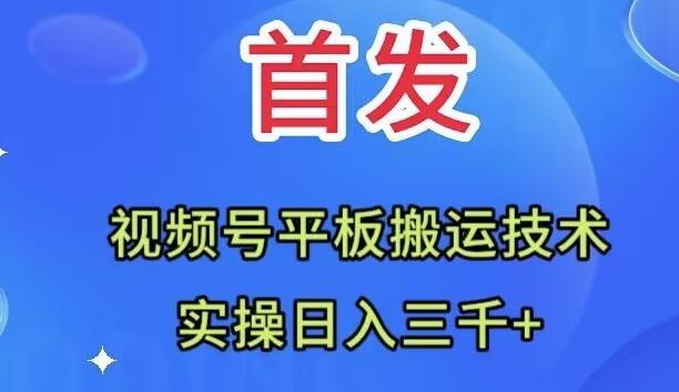 全网首发：视频号平板搬运技术，实操日入三千＋-huitchan网创