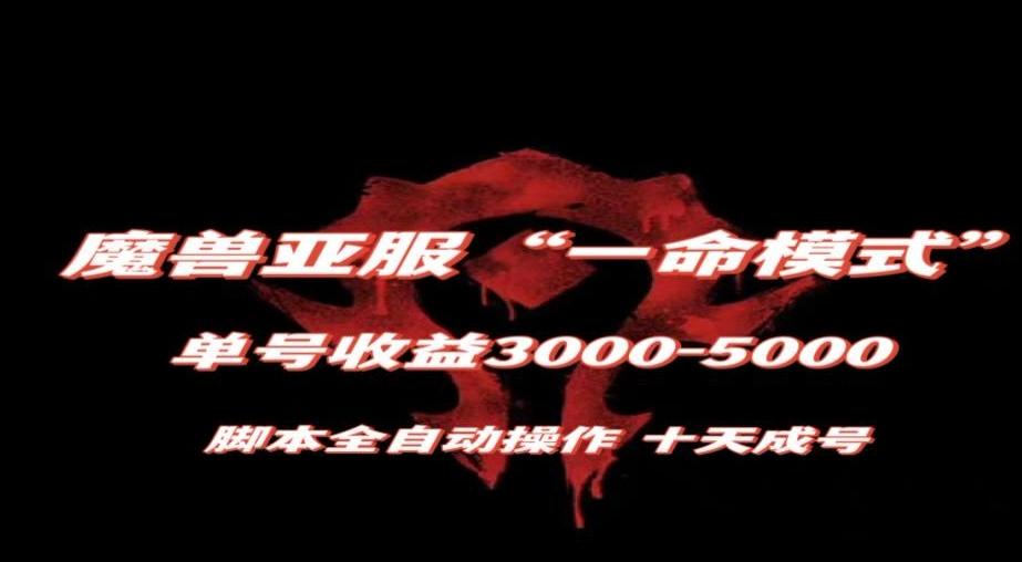 魔兽亚服一命模式，10天成号-单号3千-5千，脚本全自动操作，保姆级教学【揭秘】-huitchan网创
