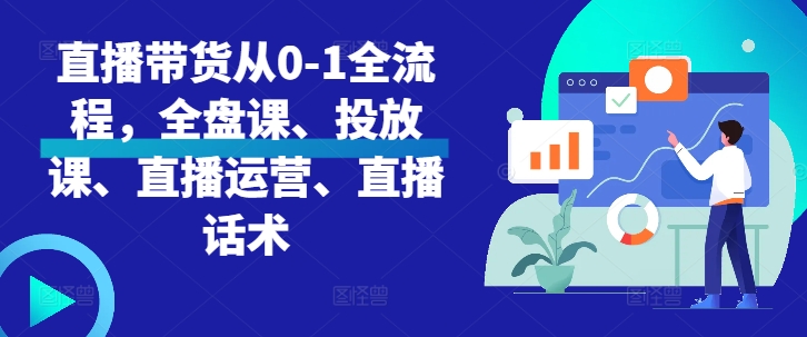 直播带货从0-1全流程，全盘课、投放课、直播运营、直播话术-huitchan网创