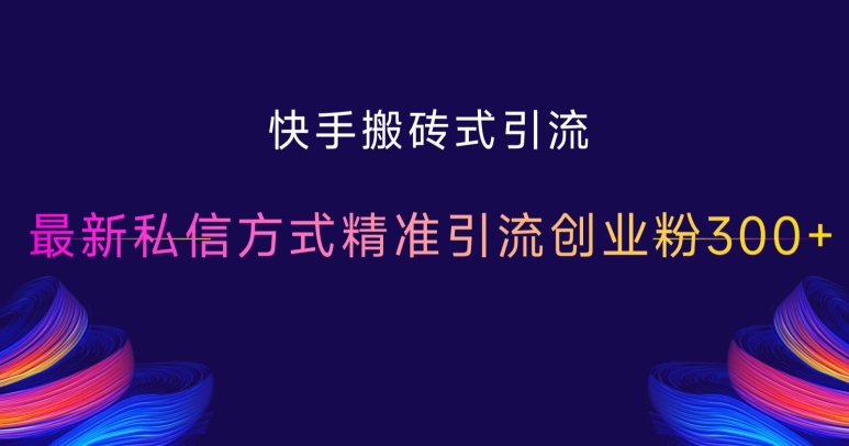 快手搬砖式引流，最新私信方式精准引流创业粉300+-huitchan