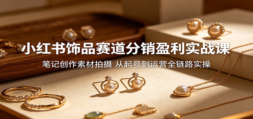 小红书饰品赛道分销盈利实战课：笔记创作素材拍摄，从起号到运营全链路实操-huitchan