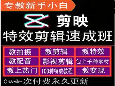 剪映特效教程和运营变现教程，特效剪辑速成班，专教新手小白-huitchan网创