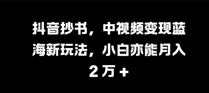 抖音抄书，中视频变现蓝海新玩法，小白亦能月入 过W【揭秘】-huitchan网创