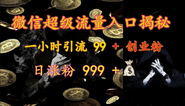 微信超级流量入口揭秘：一小时引流 99 + 创业粉，日涨粉 999 +-huitchan网创