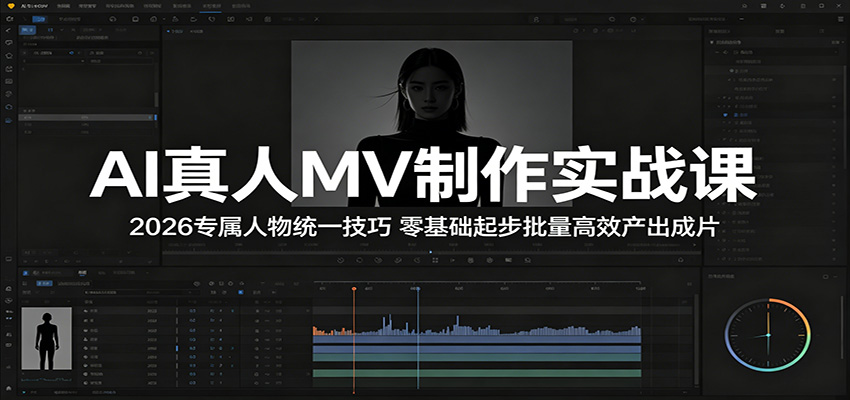 AI真人MV制作实战课：2026专属人物统一技巧，零基础起步批量高效产出成片-huitchan