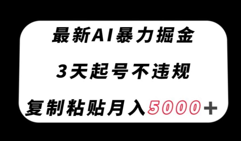 最新AI暴力掘金，3天必起号不违规，复制粘贴月入5000＋【揭秘】-huitchan网创
