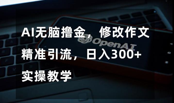AI无脑撸金，修改作文精准引流，日入300+，实操教学【揭秘】-huitchan网创
