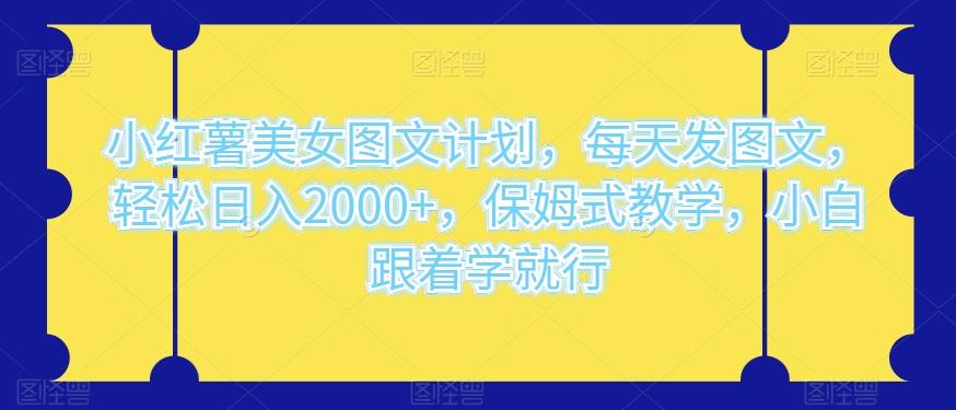 小红薯美女图文计划，每天发图文，轻松日入2000+，保姆式教学，小白跟着学就行-huitchan网创