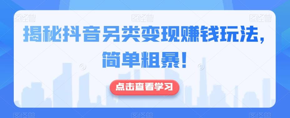 揭秘抖音另类变现赚钱玩法，简单粗暴！-huitchan网创