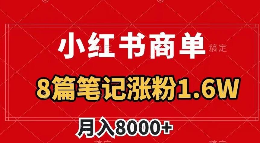 小红书商单最新玩法，8篇笔记涨粉1.6w，作品制作简单，月入8000+【揭秘】-huitchan网创