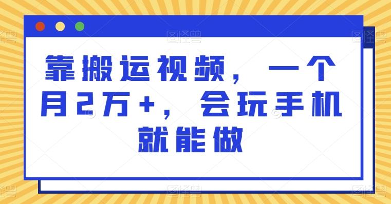 靠搬运视频，一个月2万+，会玩手机就能做-huitchan网创