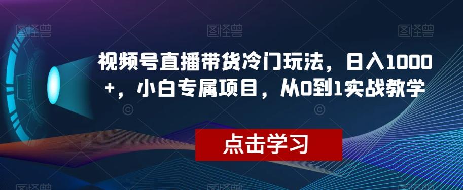 视频号直播带货冷门玩法，日入1000+，小白专属项目，从0到1实战教学【揭秘】-huitchan网创