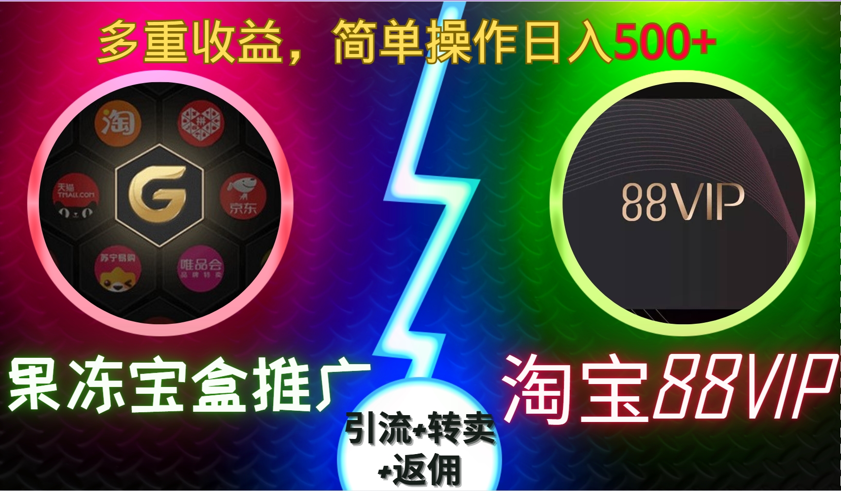 果冻宝盒推广88VIP，引流+转卖+返佣，多重收益，简单操作日入5张【揭秘】-huitchan网创