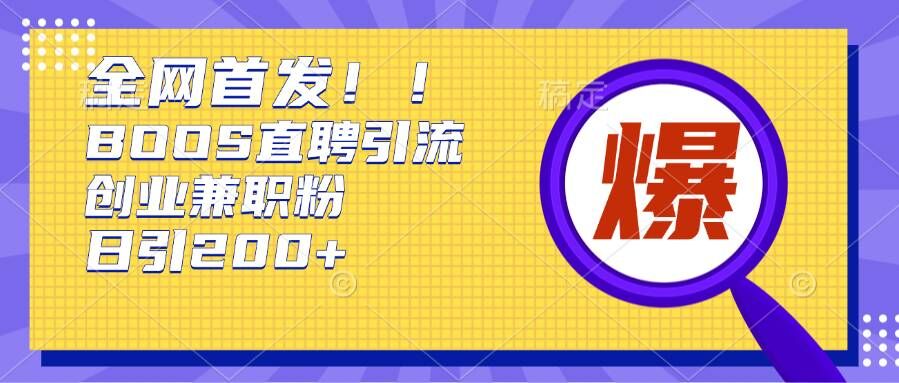 通过Boss直聘，每天轻松钓到200+多条创业大鱼的秘籍【揭秘】-huitchan网创