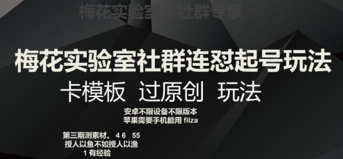 梅花实验室社群连怼起号玩法，卡模板过原创玩法【揭秘】-huitchan网创