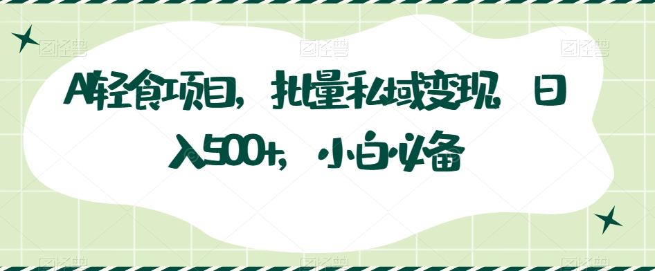 AI轻食项目，批量私域变现，日入500+，小白必备-huitchan网创