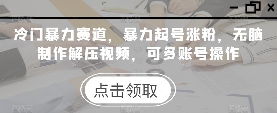 冷门暴力赛道，暴力起号涨粉，无脑制作解压视频，可多账号操作-huitchan网创