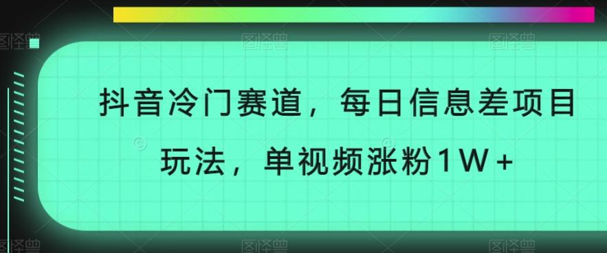 抖音冷门赛道，每日信息差项目玩法，单视频涨粉1W+-huitchan网创