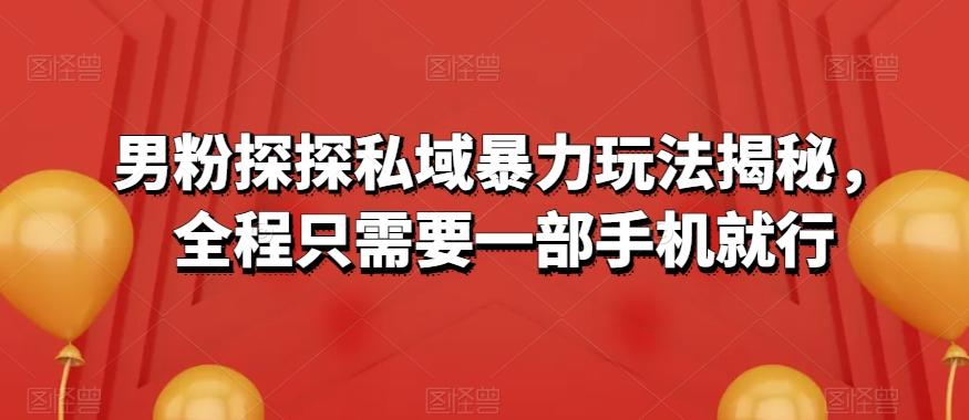 男粉探探私域暴力玩法揭秘，全程只需要一部手机就行-huitchan网创