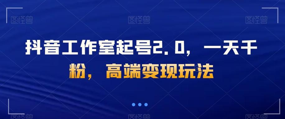 抖音工作室起号2.0，一天千粉，高端变现玩法【揭秘】-huitchan网创