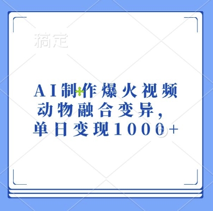 AI制作爆火视频，动物融合变异，单日变现1k-huitchan网创