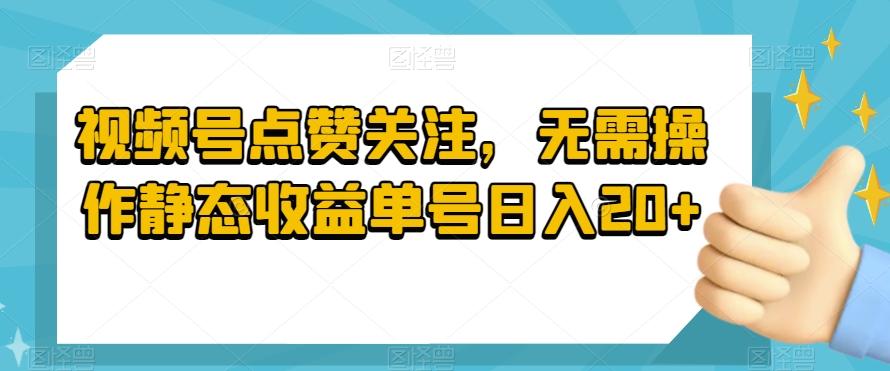 视频号点赞关注，无需操作静态收益单号日入20+-huitchan网创