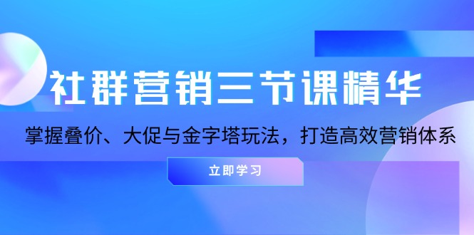 社群营销三节课精华：掌握叠价、大促与金字塔玩法，打造高效营销体系-huitchan网创