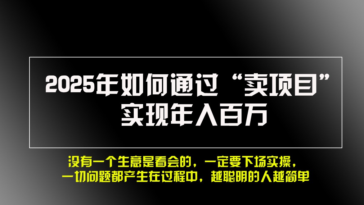 2025年如何通过“卖项目”实现年入百万-huitchan网创