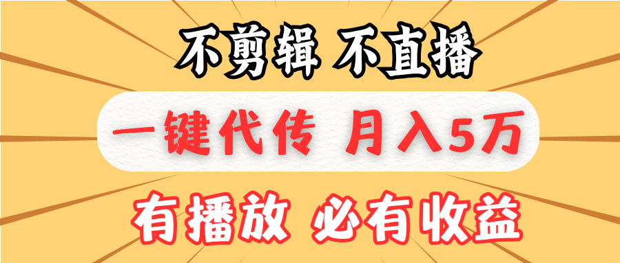 不剪辑不直播，一键代发，月入5万懒人必备，我出视频你来发-huitchan网创