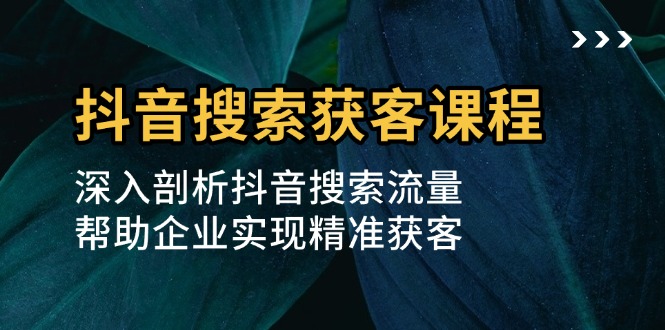 抖音搜索获客课程：深入剖析抖音搜索流量，帮助企业实现精准获客-huitchan网创