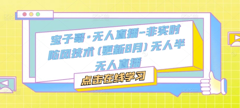 宝子哥·无人直播-非实时防风技术(更新11月)无人半无人直播-huitchan网创