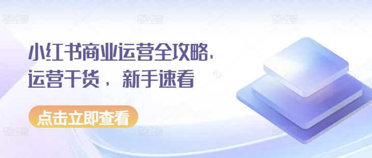 小红书商业运营全攻略，运营干货 ，新手速看-huitchan网创