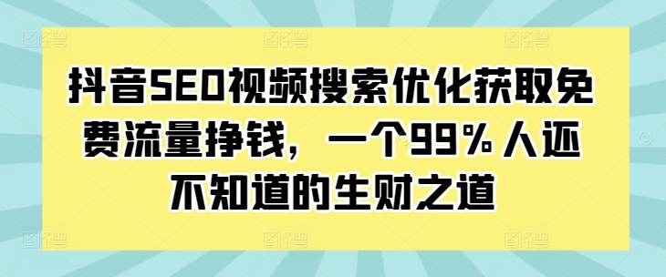 抖音SEO视频搜索优化获取免费流量挣钱，一个99%人还不知道的生财之道-huitchan网创